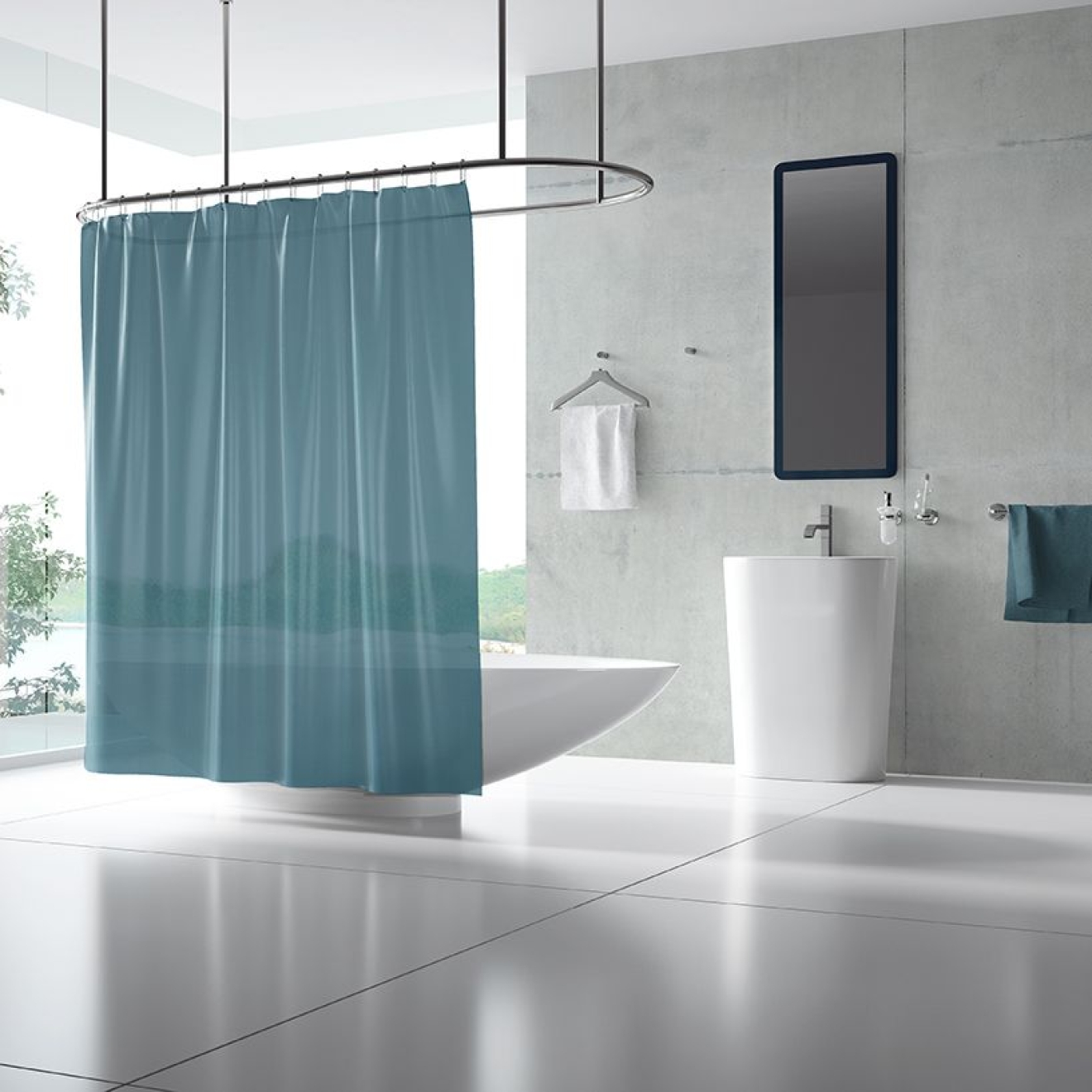 Duschvorhang Textil Alpino 60 Grad waschbar, schwer entflammbar