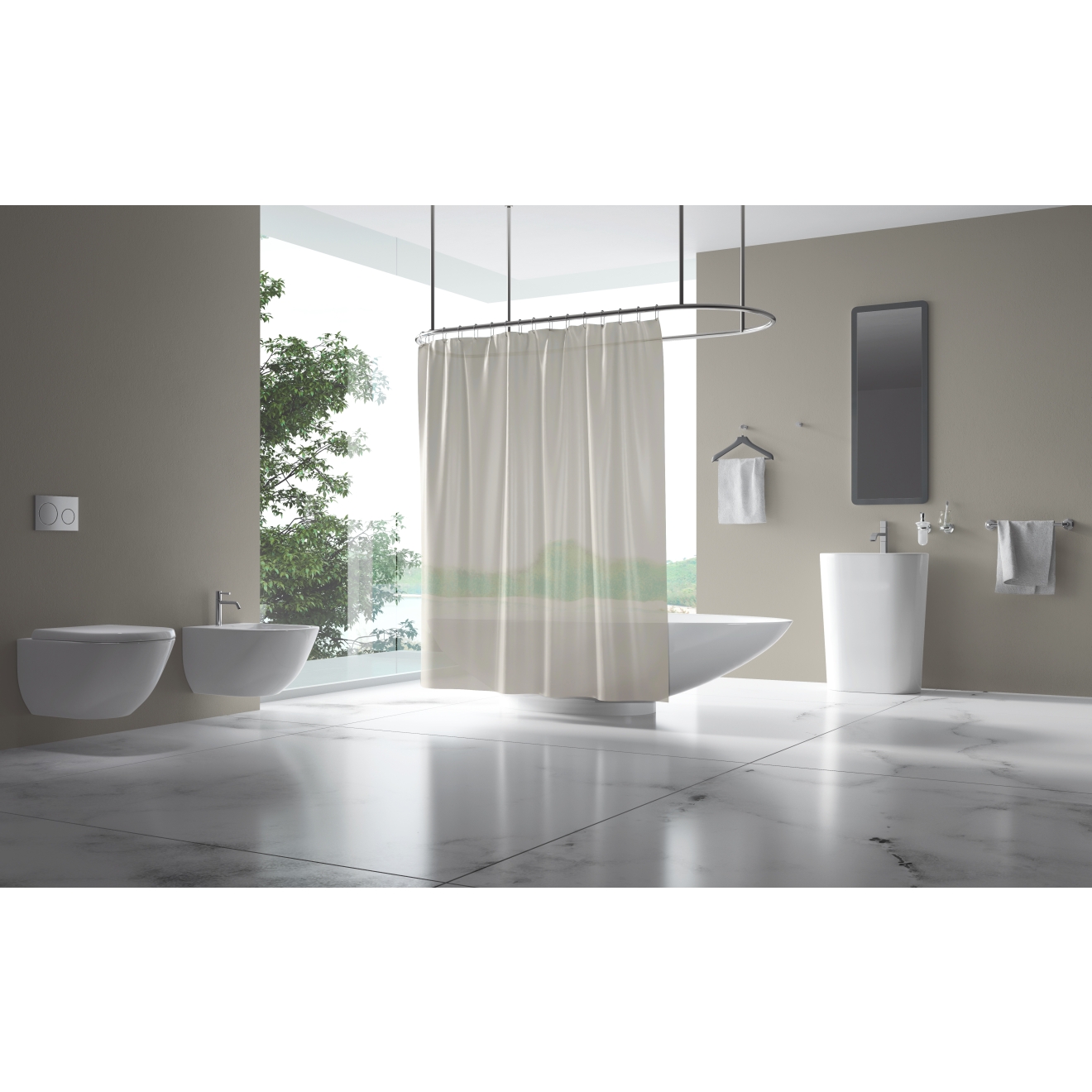 Duschvorhang Textil Alpino / Natur / 190 x 180 cm