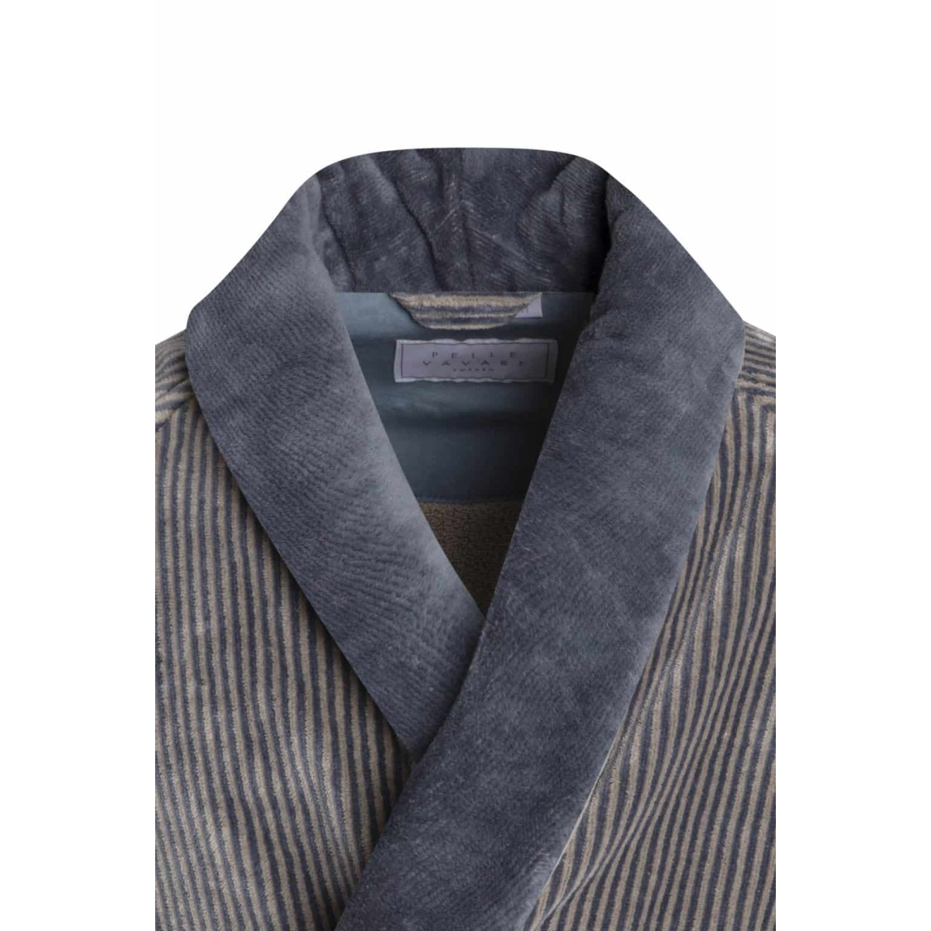 Bademantel Winston für Herren von Pellevävare Velour Blau-Grau