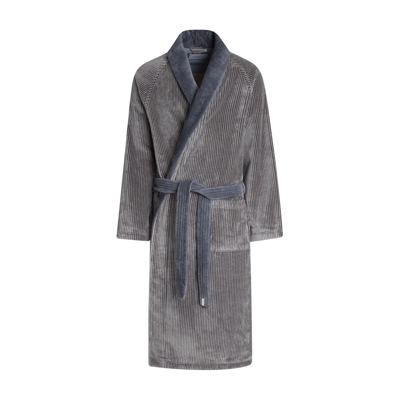 Bademantel Winston für Herren von Pellevävare Velour Blau-Grau