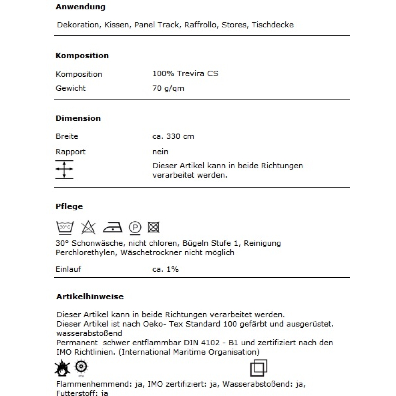 Duschvorhang Textil Premium Wave Trevira CS, schwer entflammbar