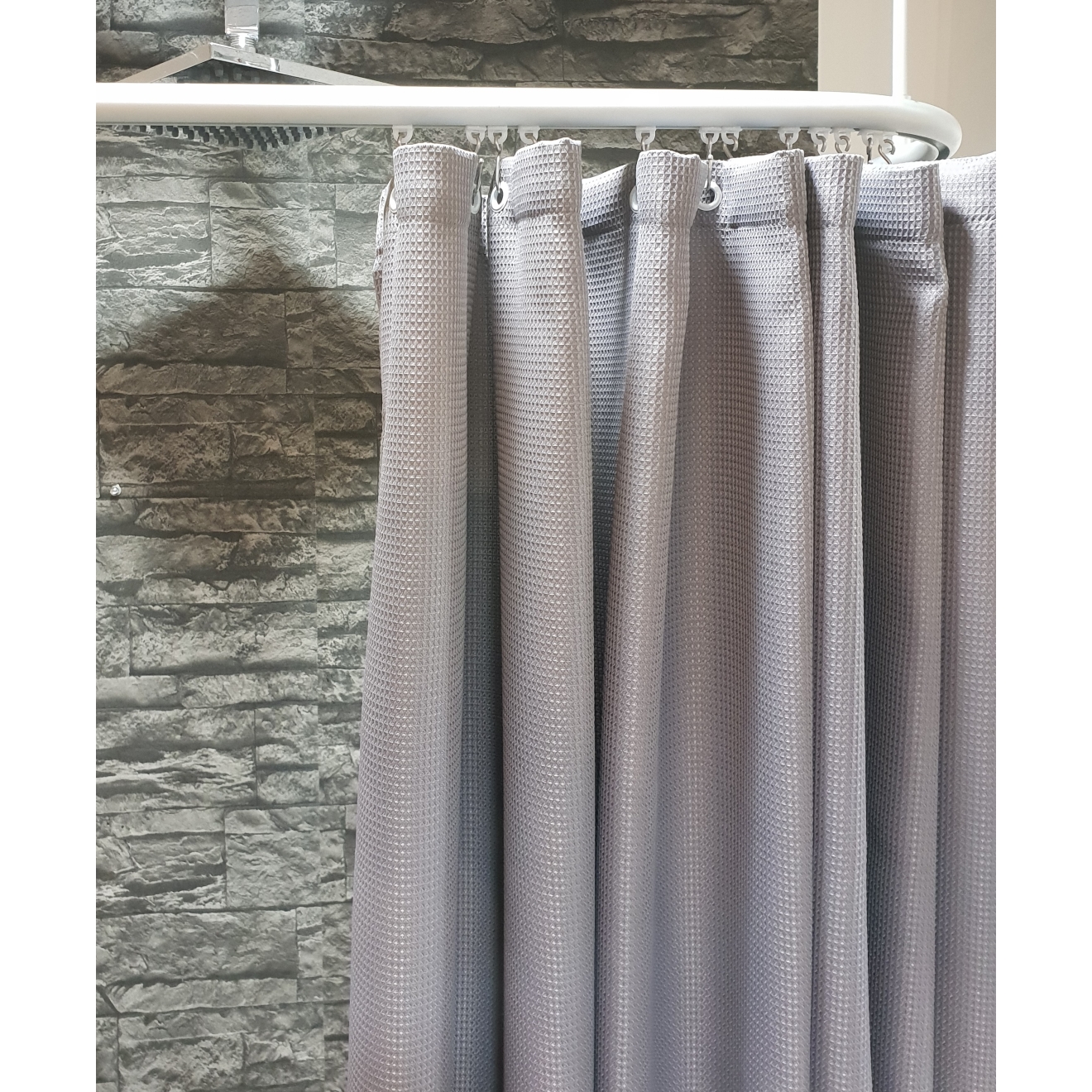 Textil Duschvorhang Waffelpique Luxor grau