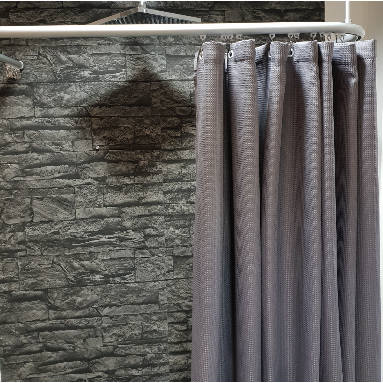 Textil Duschvorhang Waffelpique Luxor grau