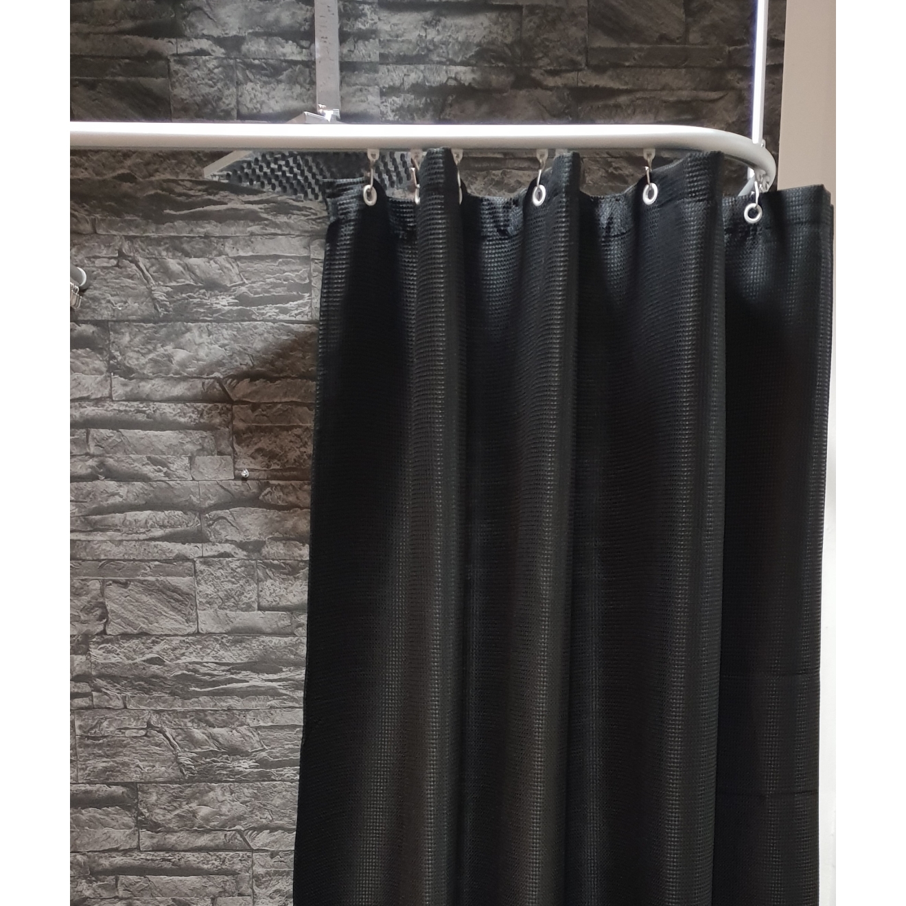 Textil Duschvorhang Waffelpique Luxor schwarz