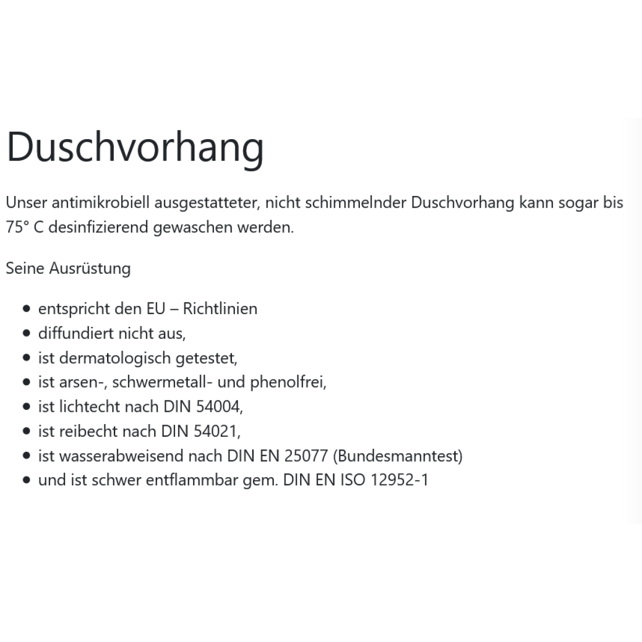 Datenblatt Hygioclean Duschvorhang