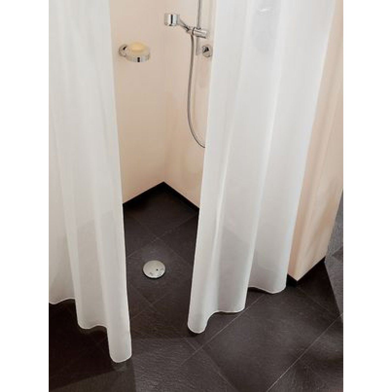 Duschvorhang Textil Non Flame weiß Trevira CS, viele Größen, alle Sondermaße