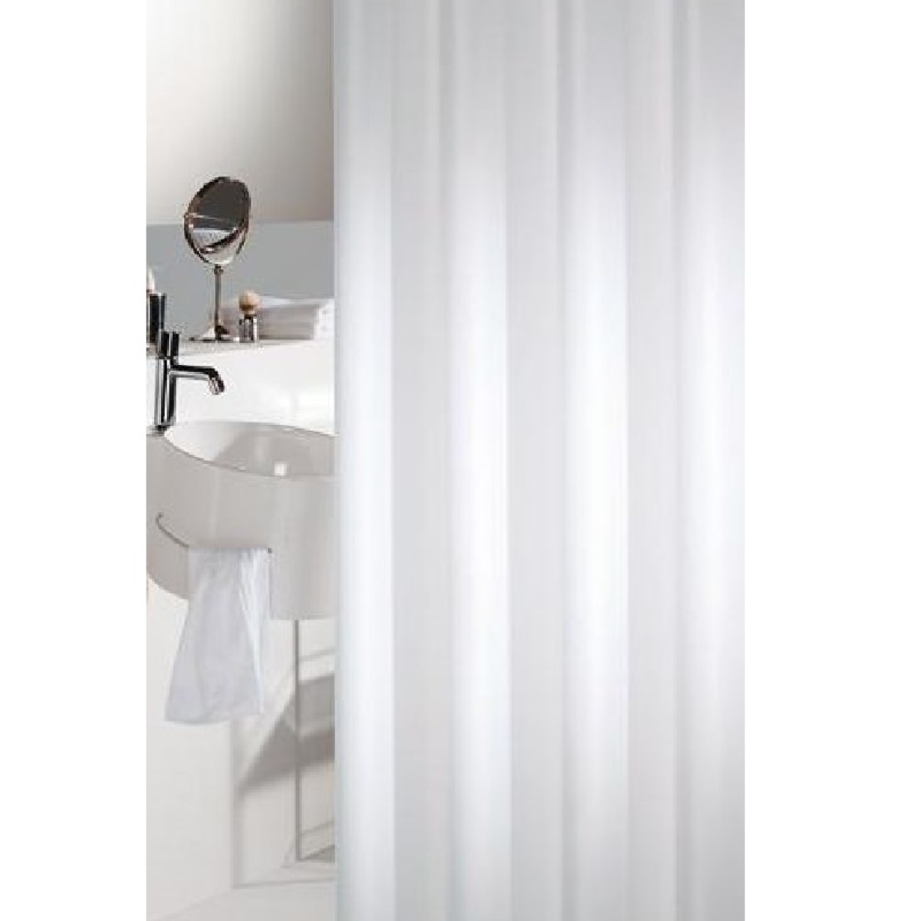Textil Duschvorhangstoff Metallic Optik white Meterware 150cm Breite