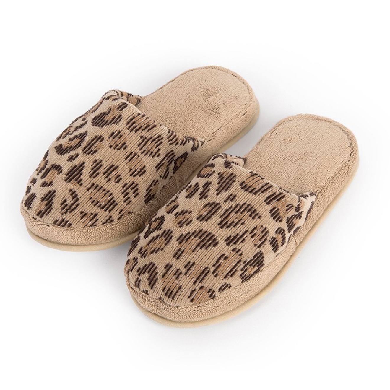 Velour Pantoffeln im Leomuster