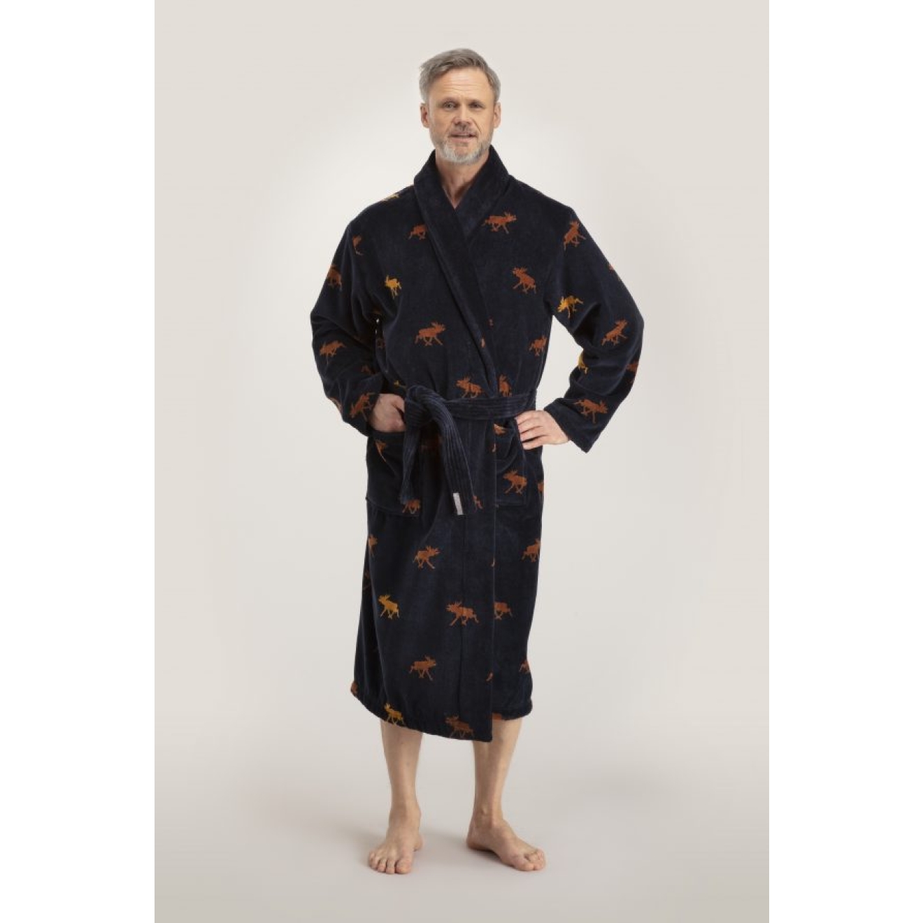 Bademantel Herren Glösa-Elch von Pelle Vävare in blau