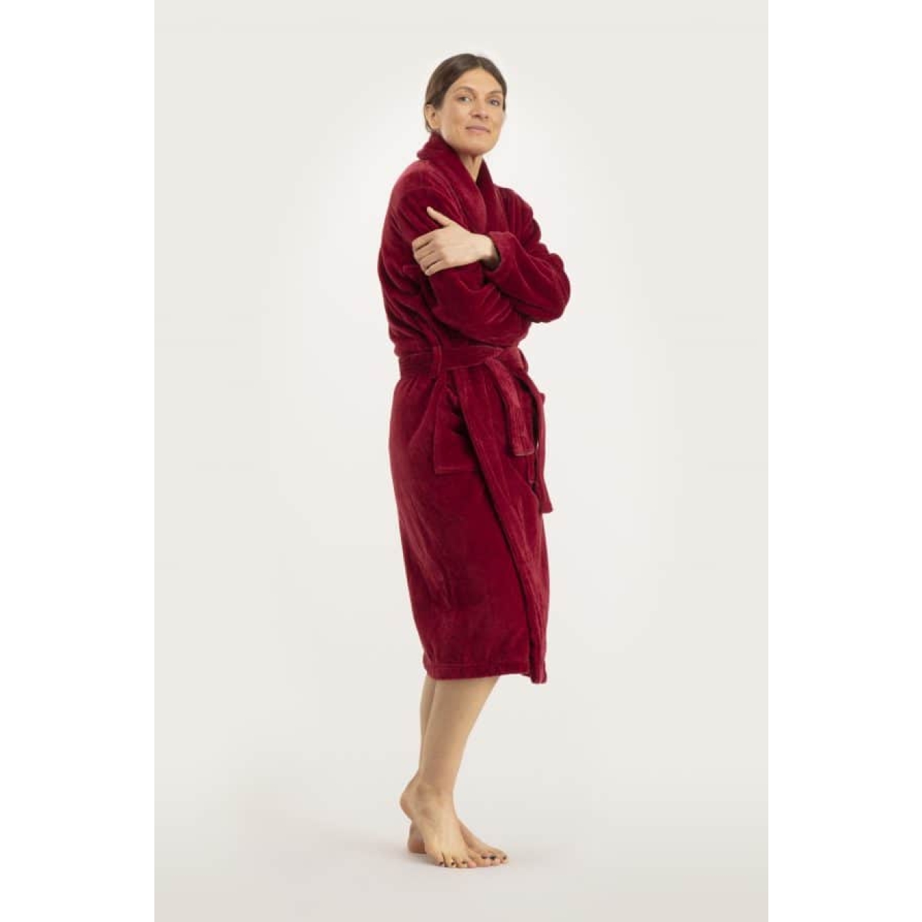Bademantel Damen Pellevävare Velour bourgogne