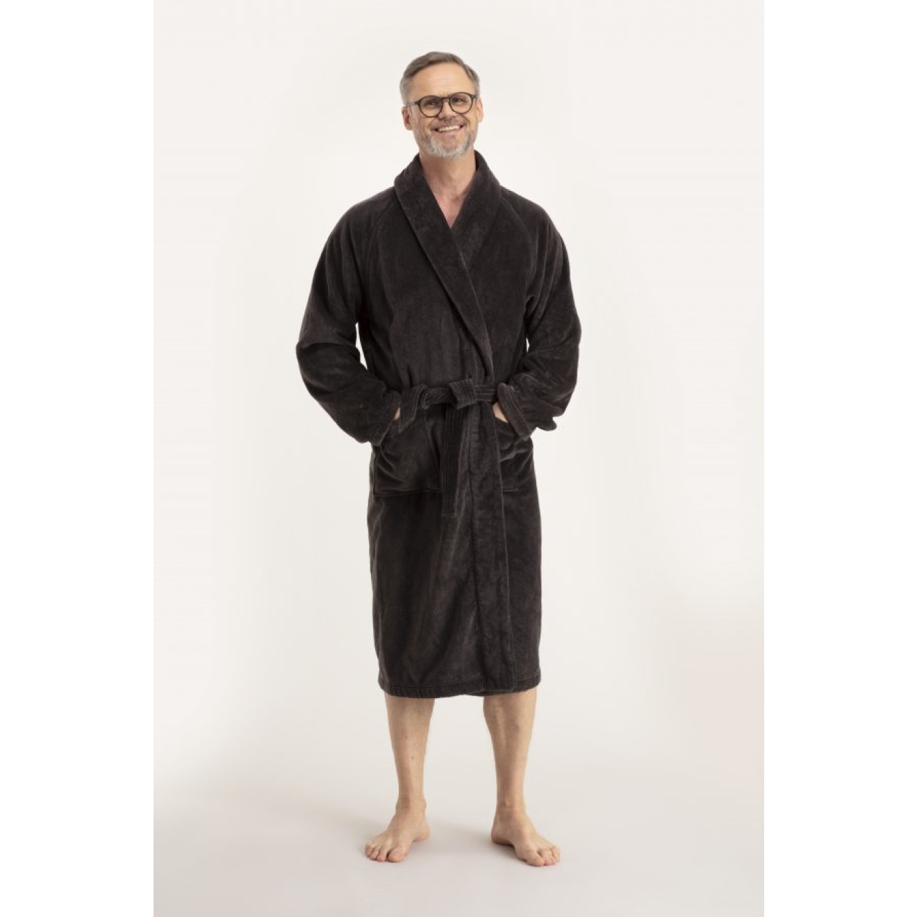 Bademantel Herren Torekov von Pelle Vävare in grey