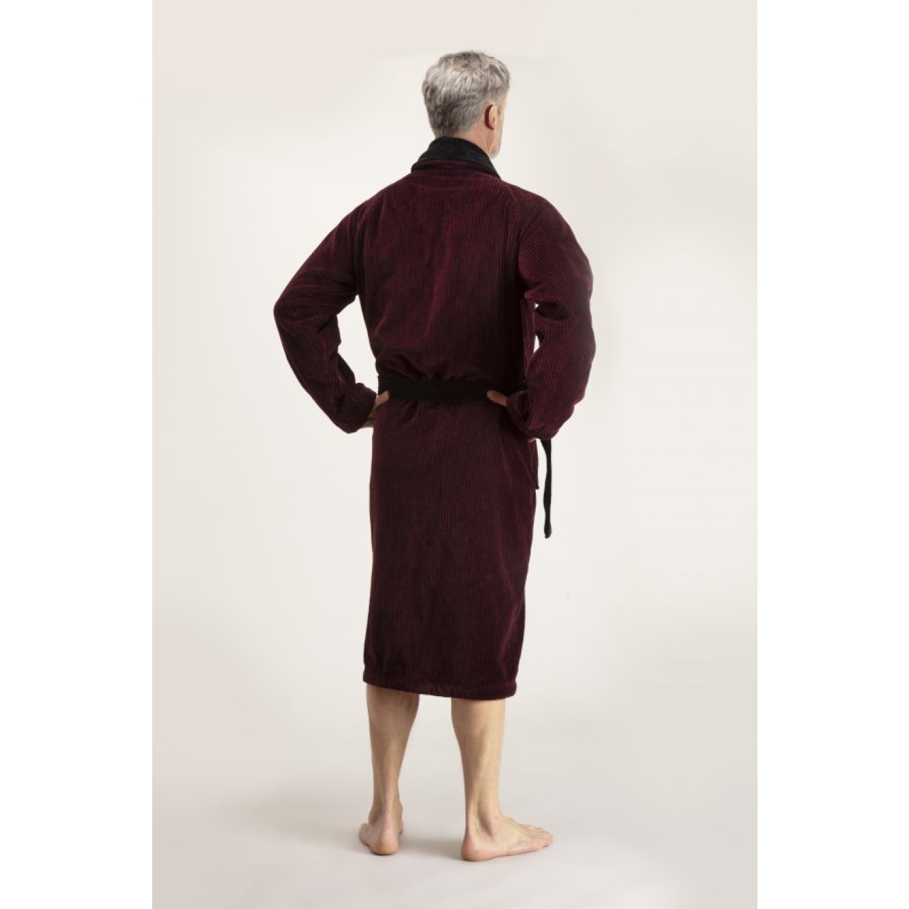 Bademantel Winston für Herren von Pellevävare Velour weinrot