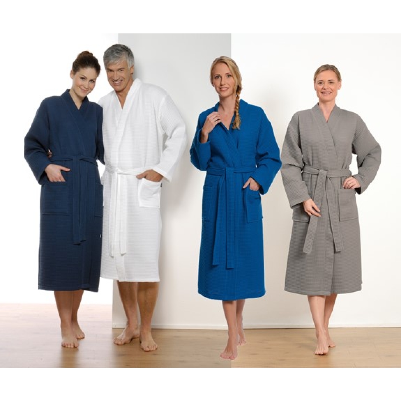 Waffelpique Kimono Bademantel Unisex
