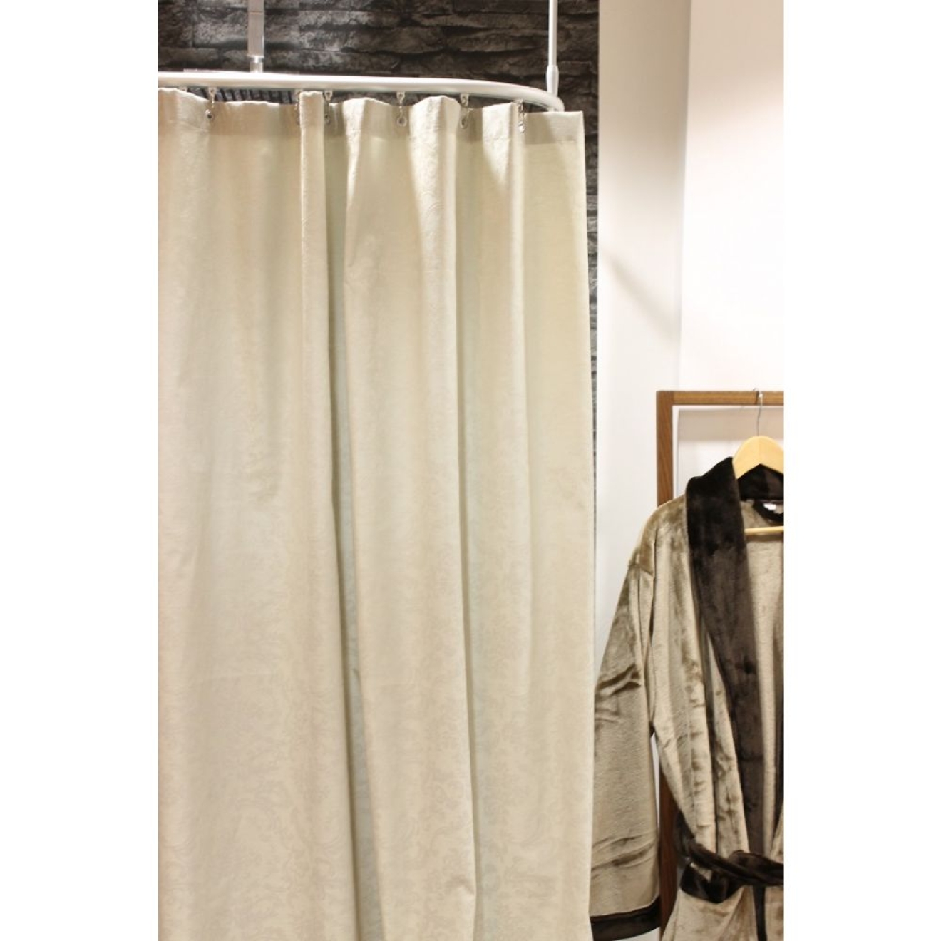 Duschvorhang Textil Baumwolle/Polyester, Barock Silbersand