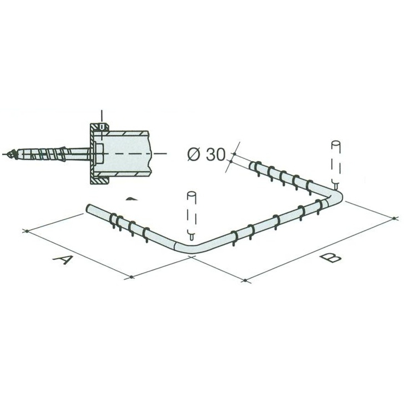 Duschvorhangstange U-Form Planskizze