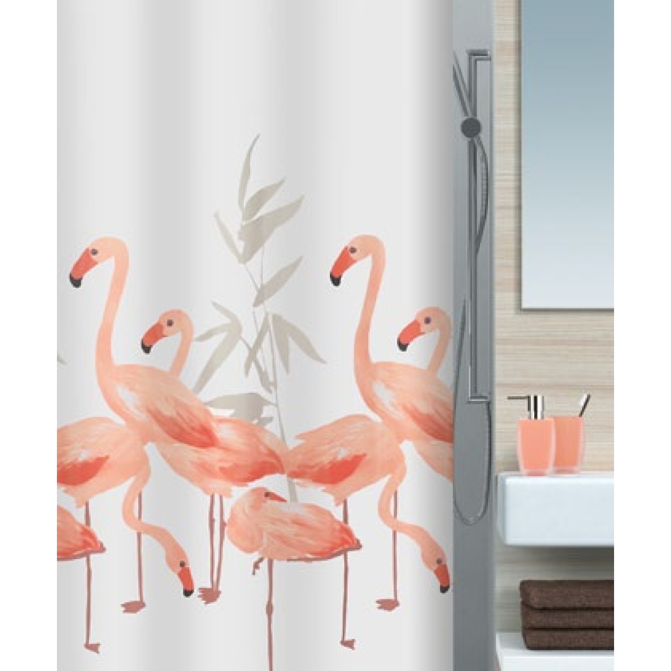 Duschvorhang Flamingo Textil viele Größen und Sondermaße von Spirella