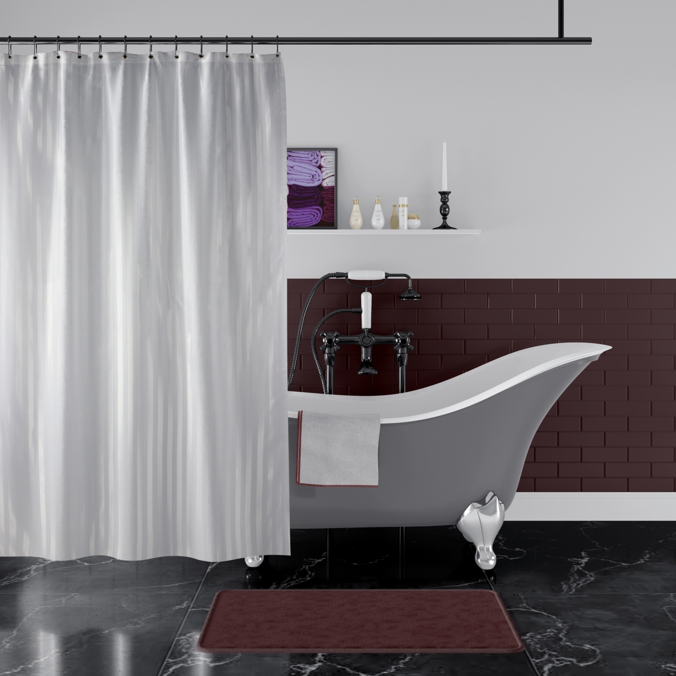 Duschvorhang Stripe Satin / 180 x 220 cm
