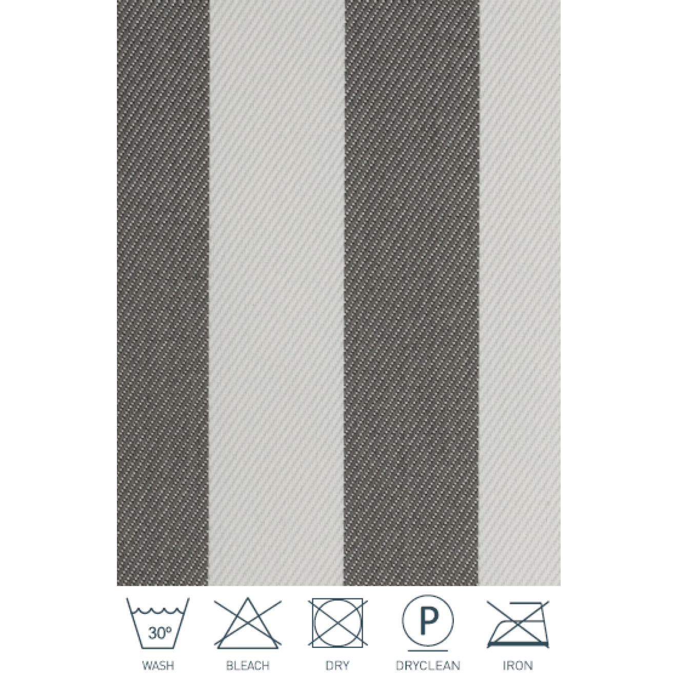 Schwerer Textil Duschvorhangstoff Sunset Stripes aus 100% Polypropylen in grau gestreift Meterware schwer entflammbar