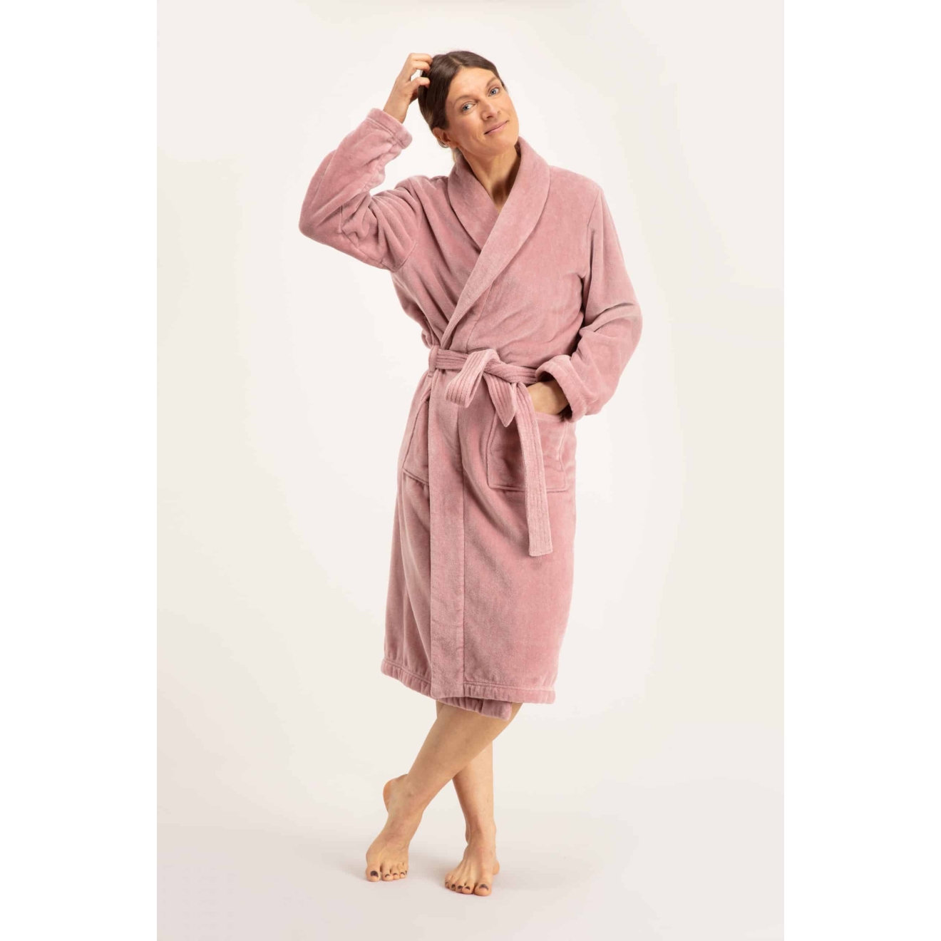 Bademantel Damen Torekov von Pelle Vävare in dusty pink