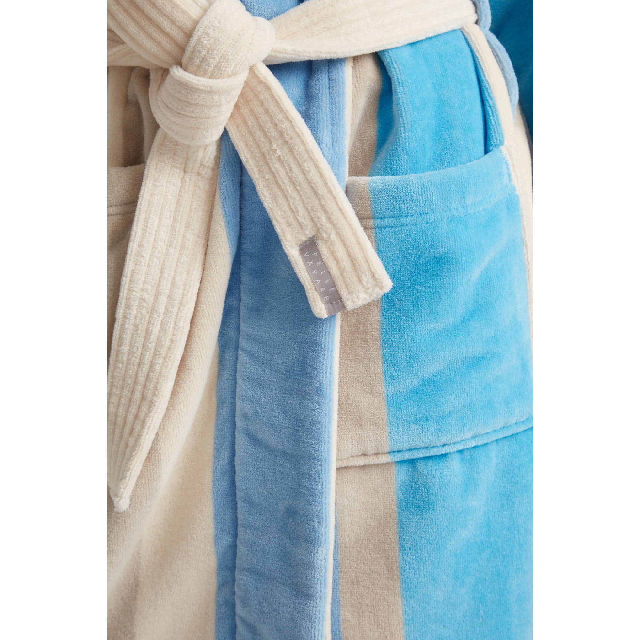 Bademantel Damen Viken von Pelle Vävare in blau weiss
