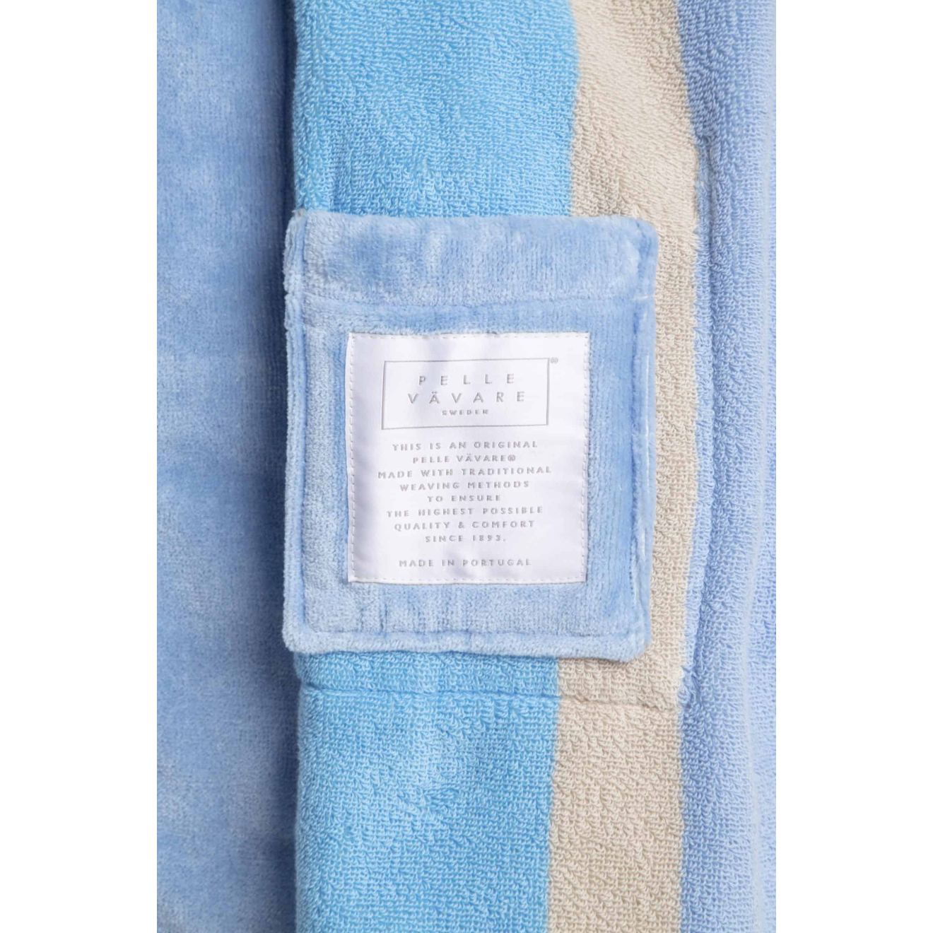 Bademantel Damen Viken von Pelle Vävare in blau weiss