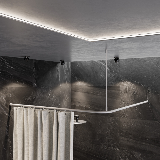 Duschvorhangstange Aluminium mit Innenlaufrohr L-Form