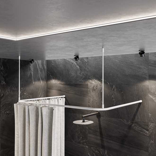 Duschvorhangstange Aluminium mit Innenlaufrohr U-Form