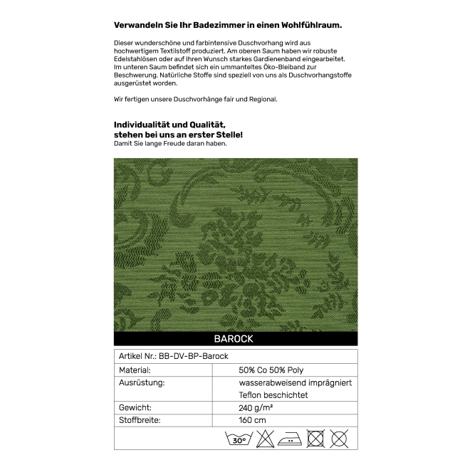 Duschvorhang Textil Baumwolle/Polyester, Barock Bordeauxrot