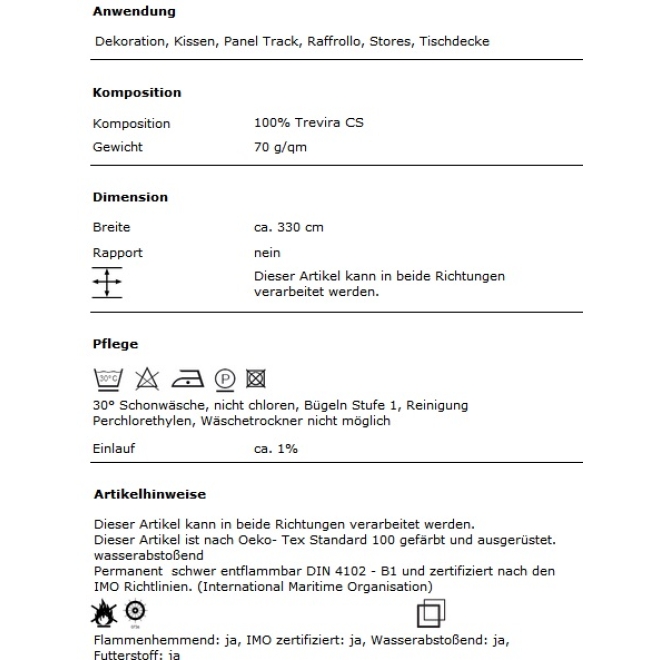Duschvorhang Textil Premium Wave Trevira CS, schwer entflammbar