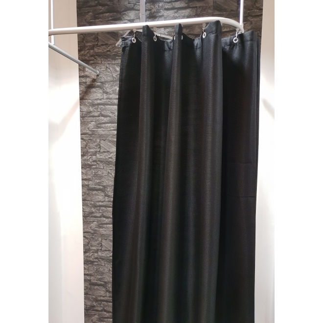 Textil Duschvorhang Waffelpique Luxor schwarz