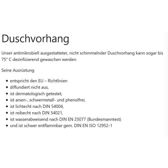Datenblatt Hygioclean Duschvorhang