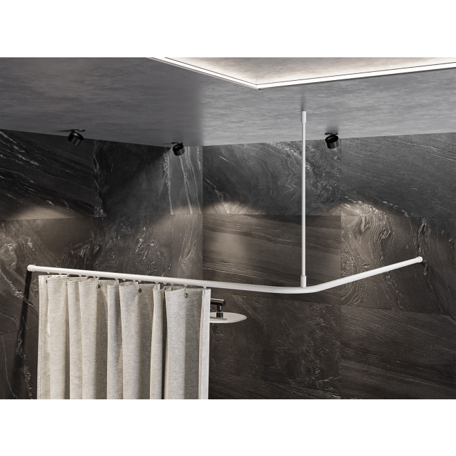 Duschvorhangstange Aluminium mit Innenlaufrohr L-Form