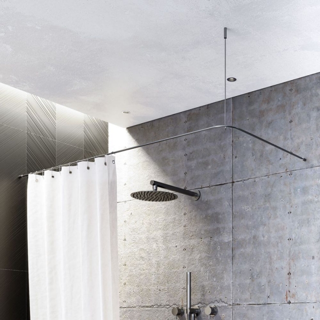 Duschvorhangstange für Badewanne aus Edelstahl L-Form