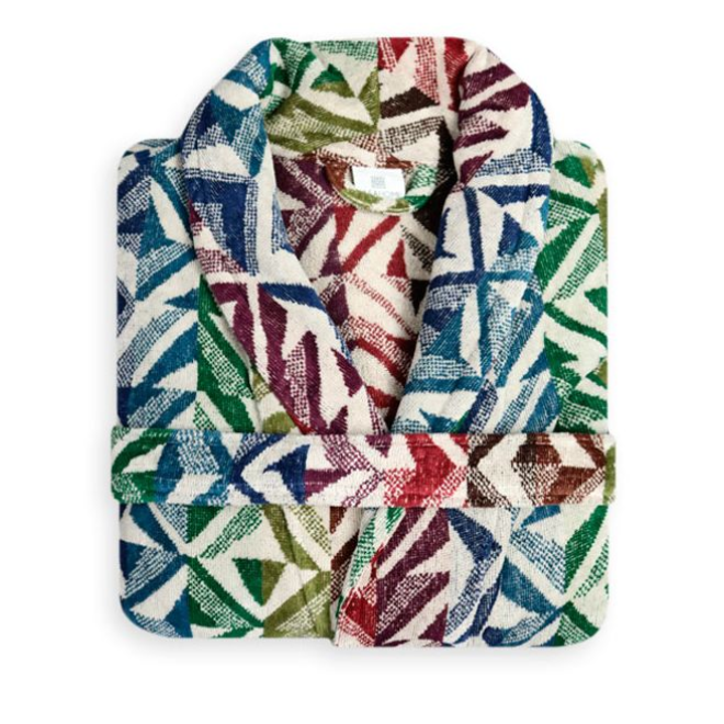 Velour Bademantel im bunt gemustert
