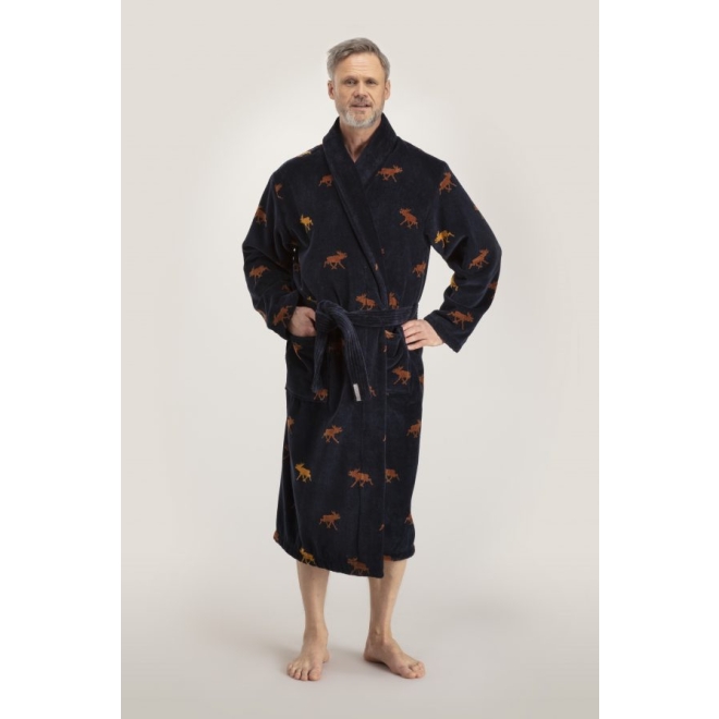 Bademantel Herren Glösa-Elch von Pelle Vävare in blau