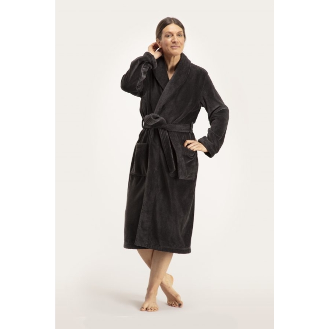 Bademantel Damen Pellevävare Velour grey