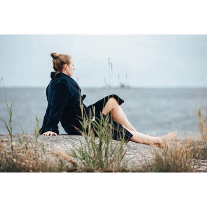 Bademantel Damen Pellevävare Velour navy