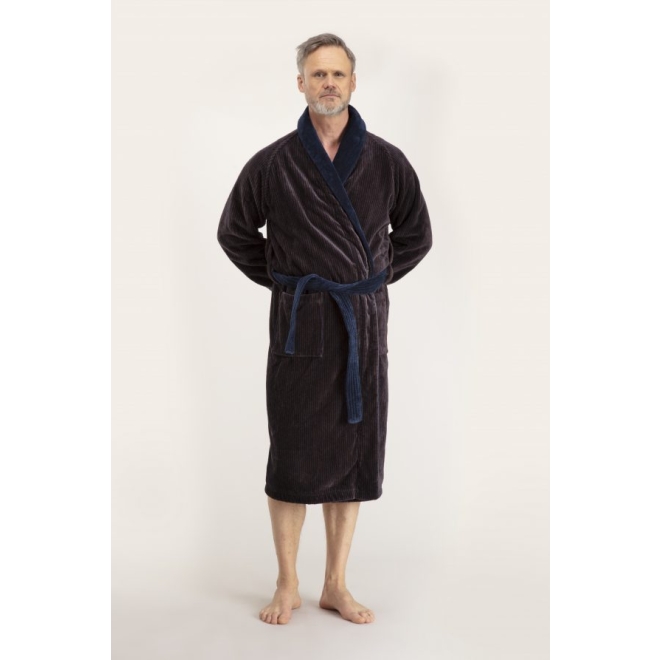 Bademantel Winston für Herren von Pellevävare Velour Blue Brown
