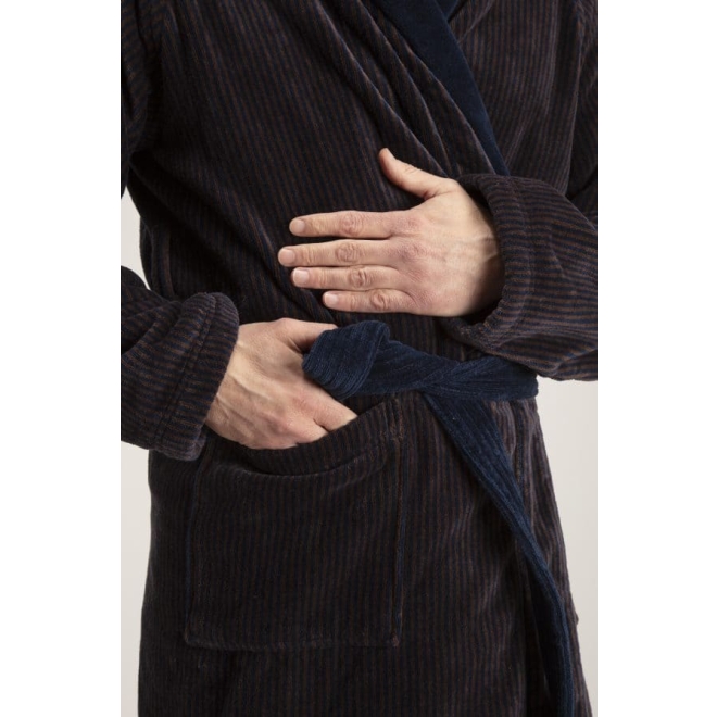 Bademantel Winston für Herren von Pellevävare Velour Blue Brown