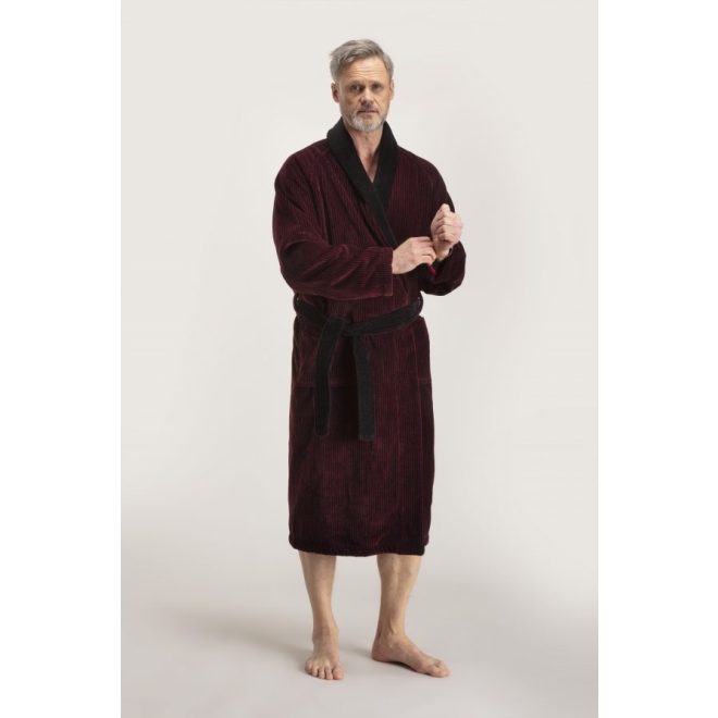 Bademantel Winston für Herren von Pellevävare Velour weinrot