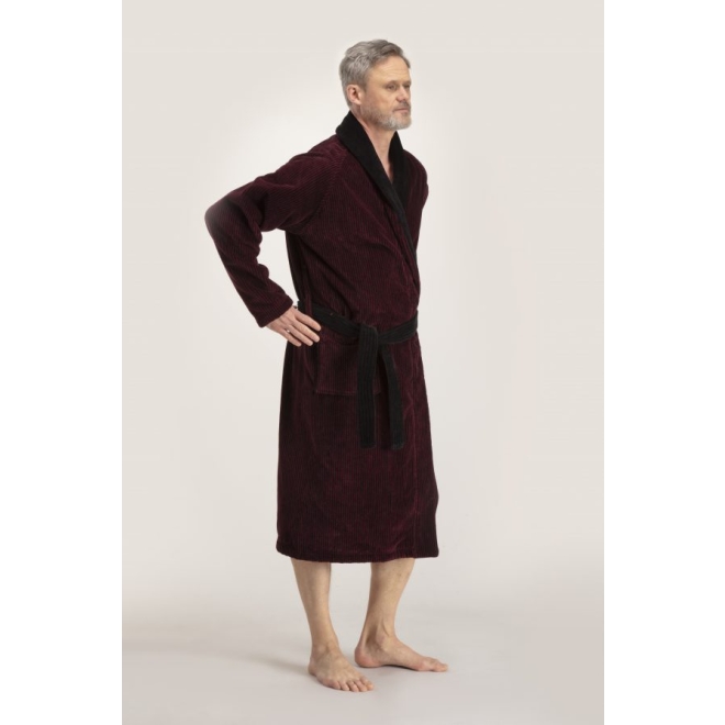 Bademantel Winston für Herren von Pellevävare Velour weinrot