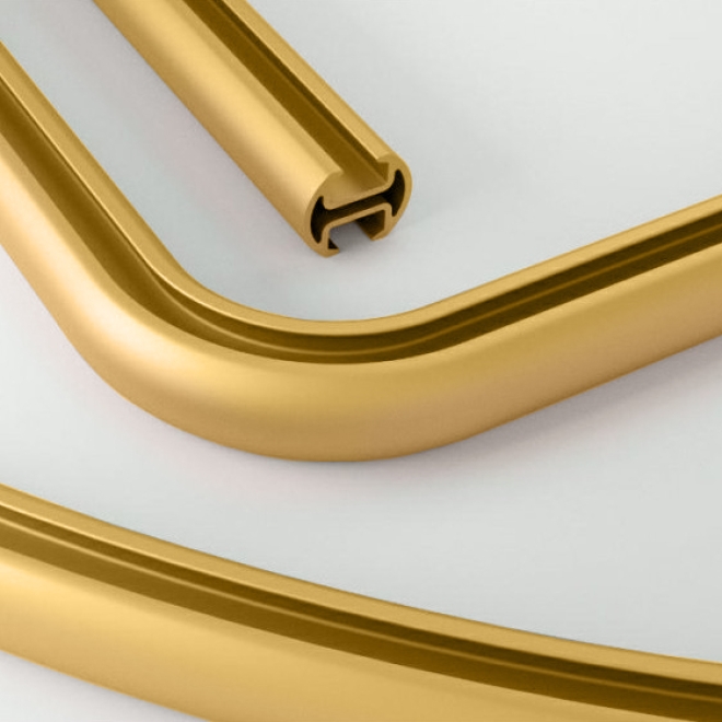 Duschvorhangstange Aluminium verlängerter Halbkreis mit Wandbefestigung Messing-Optik