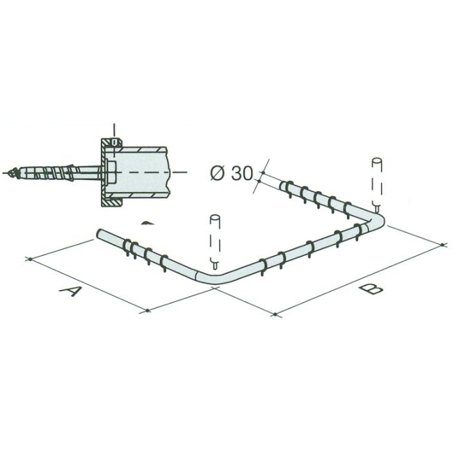 Duschvorhangstange U-Form Planskizze