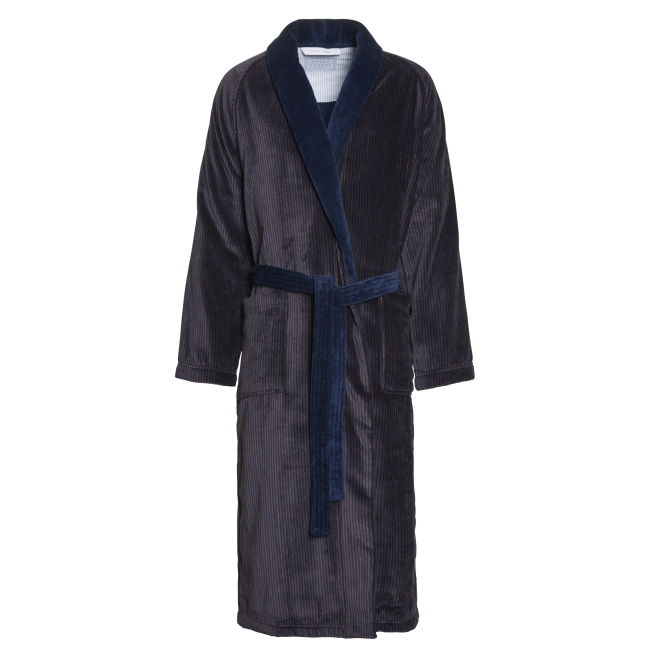 Bademantel Winston für Herren von Pellevävare Velour Blue Brown