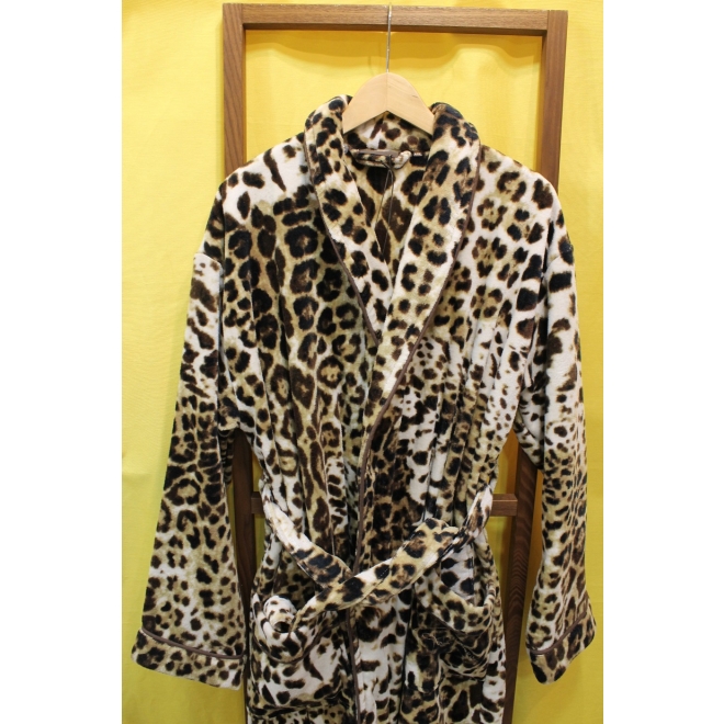 Exclusiver Bademantel Roberto Cavalli im Leopardenlook mit Kapuze