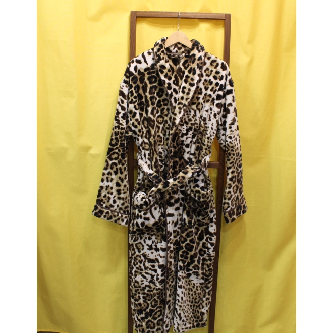 Exclusiver Bademantel Roberto Cavalli im Leopardenlook mit Kapuze