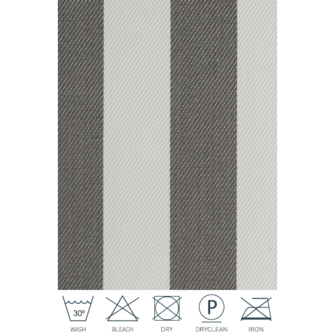 Schwerer Textil Duschvorhangstoff Sunset Stripes aus 100% Polypropylen in grau gestreift Meterware schwer entflammbar