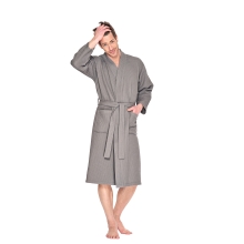 Waffelpique Kimono Bademantel in taupe Unisex