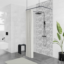 Duschvorhangstange Aluminium mit Innenlaufrohr U-Form Schwarz