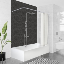 Duschvorhangstange Aluminium L-Form für die Badewanne 170 x 75 cm